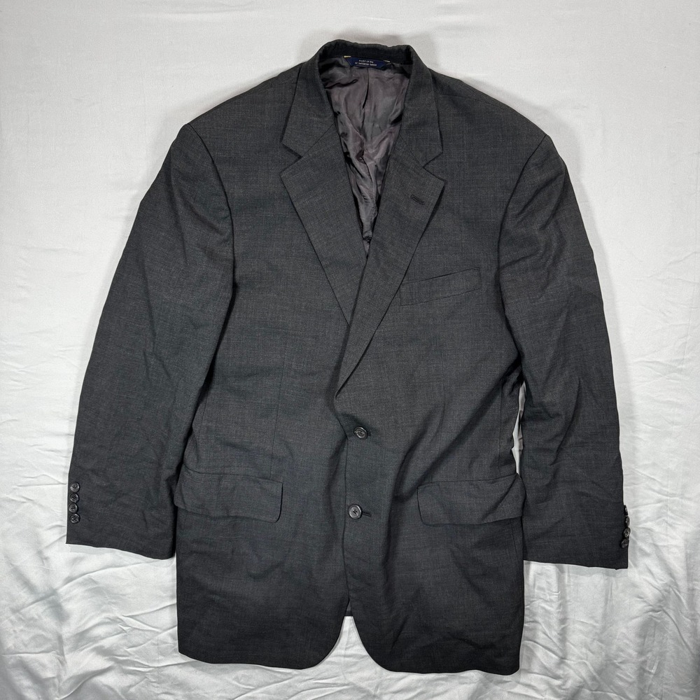 Brooks Brothers Brooksease 100% Wool Blazer Dark Gray Classic‎ Fit Men's 43